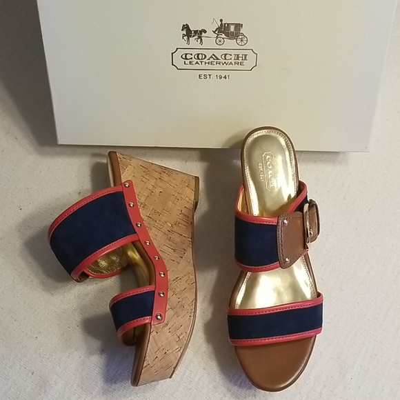 COACH Cortnee Platform Sandals - Navy/Blossom - Picture 4 of 11